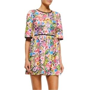 Black Halo quilted floral mini dress